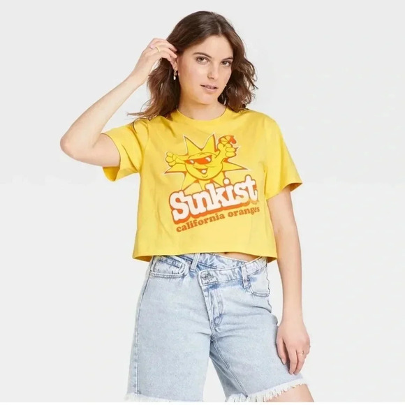 sunkist Tops - Sunkist cropped short sleeve yellow tee shirt small juniors target oranges